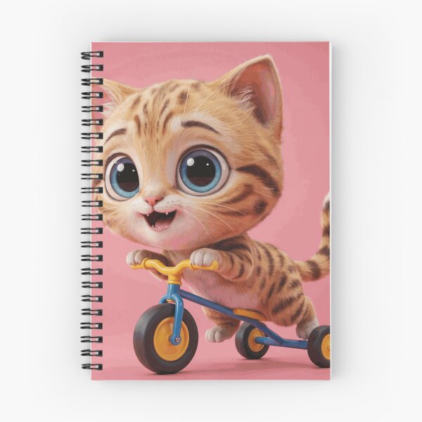 Item preview, Adorable Orange Tabby Kitten Riding a Colorful Tricycle on Pink Background designed and sold by LyleDenholm.