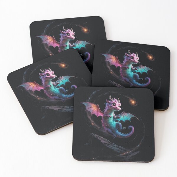Item preview, Cute Cosmic Baby Dragon Flying Through a Colorful Galaxy Fantasy Scene designed and sold by LyleDenholm.