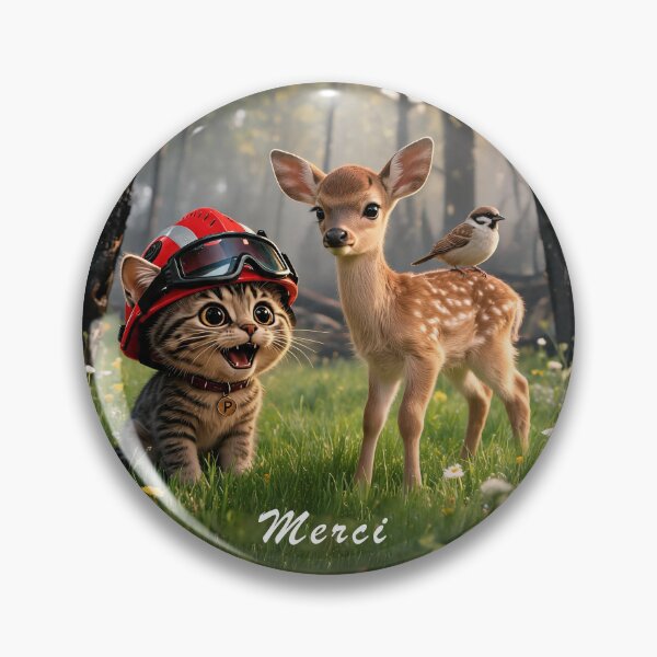 Item preview, Thank you | Firefighter cat & forest animals designed and sold by TitiaDesign.