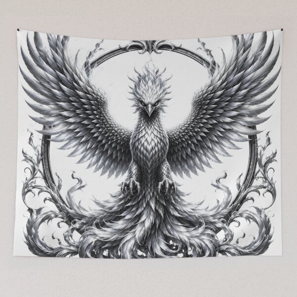 Item preview, Silver Phoenix Rising | Majestic Vintage Mythical Bird T-Shirt Design designed and sold by nature's world.
