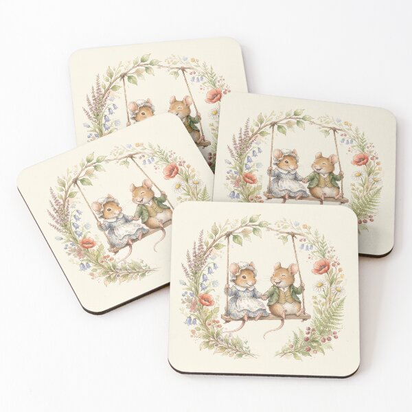 Item preview, Vintage Watercolor Mice on a Swing - Classic Storybook Illustration designed and sold by Pasteltone.