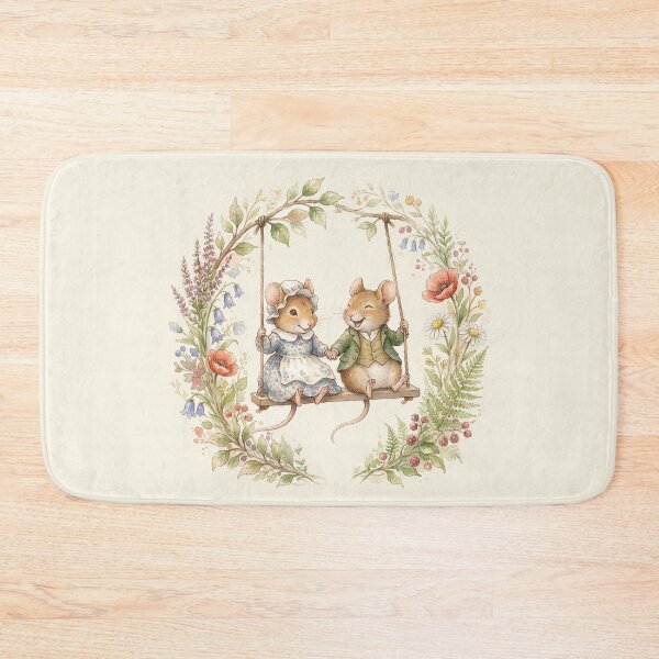 Item preview, Vintage Watercolor Mice on a Swing - Classic Storybook Illustration designed and sold by Pasteltone.