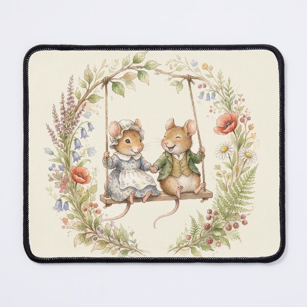Item preview, Vintage Watercolor Mice on a Swing - Classic Storybook Illustration designed and sold by Pasteltone.