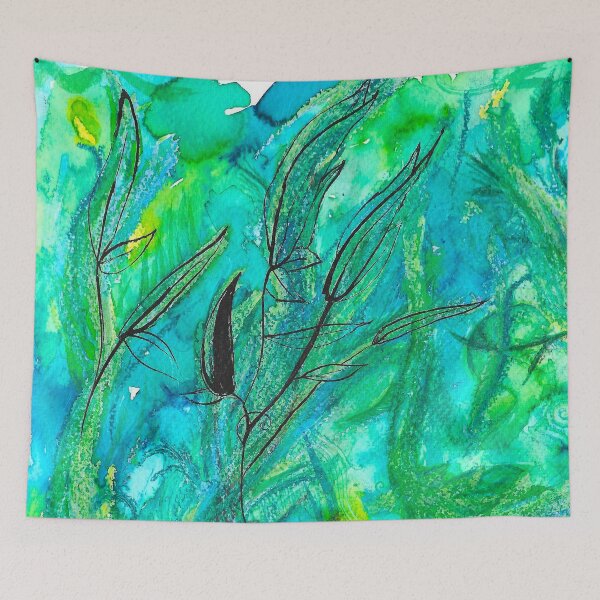 Item preview, A Green Forest Nature Dream Watercolor Painted and Mixed Media designed and sold by BOKEbyTC.