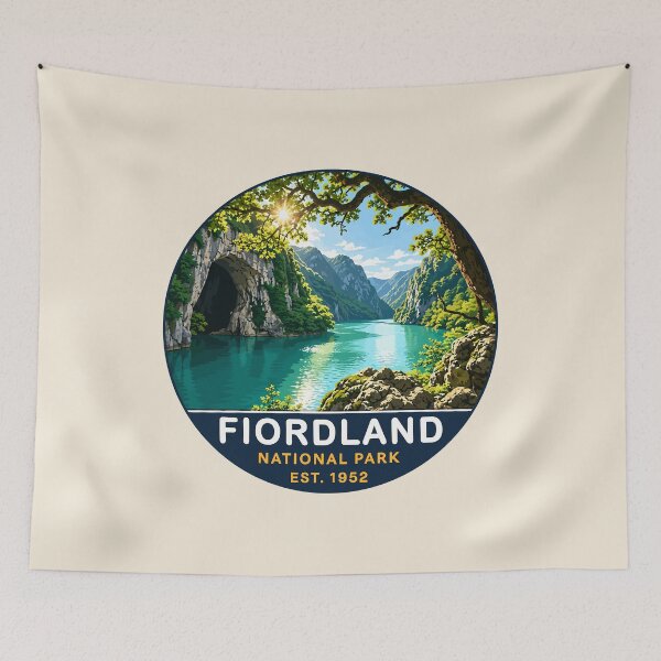Item preview, Fiordland National Park New Zealand Vintage Fjord & Mountain Landscape designed and sold by Gideon Emmerich.
