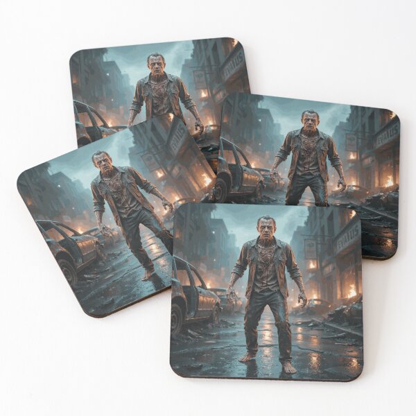 Item preview, Terrifying Zombie Survivor Standing in a Burning Post Apocalyptic City Street designed and sold by TorrenVale.
