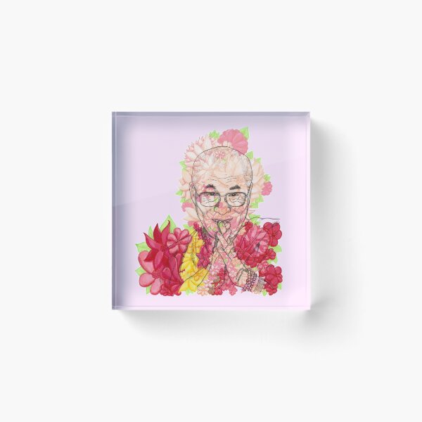 Item preview, HH Dalai Lama Florals Bright Colors Hand Drawn Pink Background designed and sold by BOKEbyTC.