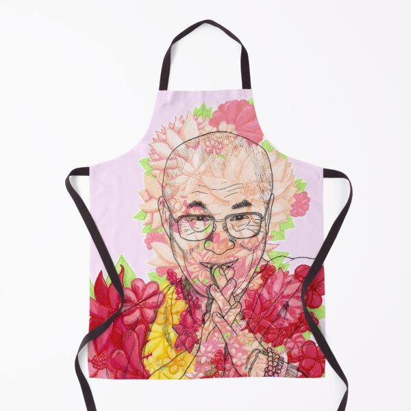 Item preview, HH Dalai Lama Florals Bright Colors Hand Drawn Pink Background designed and sold by BOKEbyTC.