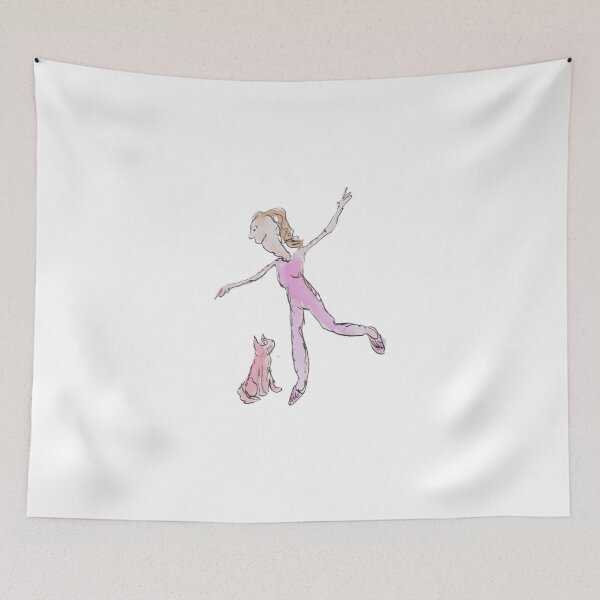 Item preview, Girl dancing with a cat designed and sold by Inky Fingers Illustrations.