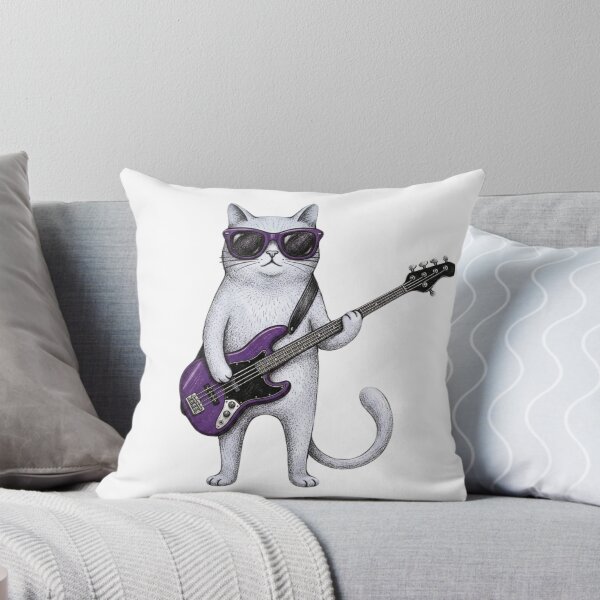Item preview, Cool Bass Cat | Retro Musician Cat Illustration designed and sold by SoftPawsAtelier.