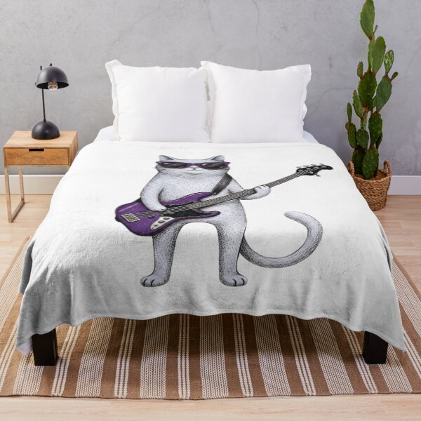 Item preview, Cool Bass Cat | Retro Musician Cat Illustration designed and sold by SoftPawsAtelier.