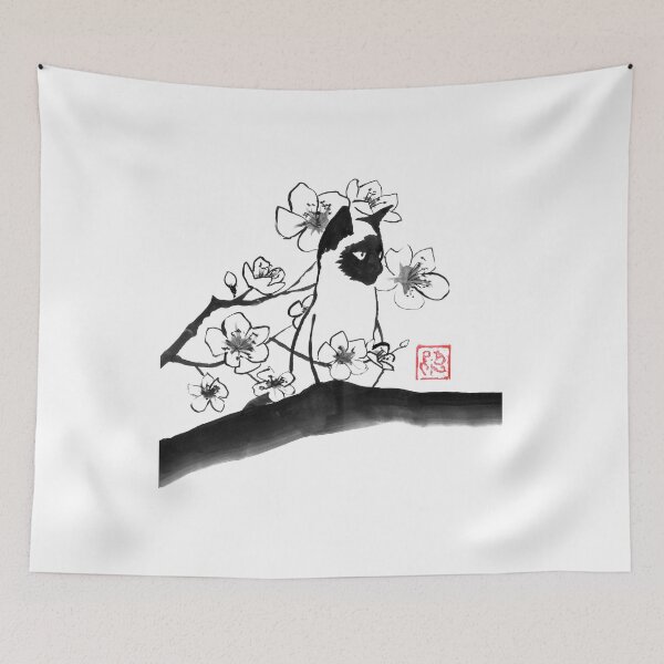 Item preview, Siamese cat in sakura designed and sold by pechane.