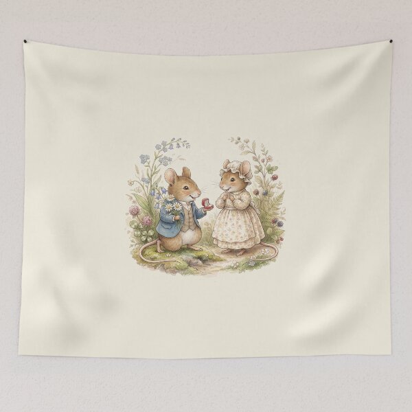 Item preview, Vintage Watercolor Mouse Proposal - Classic Storybook Fairytale Art designed and sold by Pasteltone.