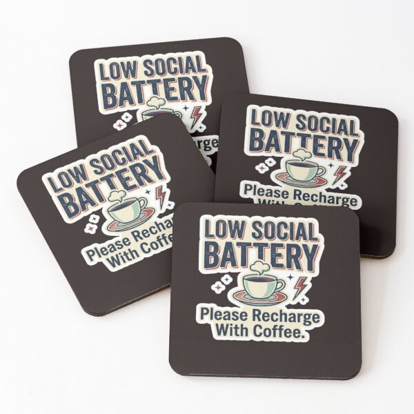 Item preview, Low Social Battery Please Recharge With Coffee Funny Introvert Coffee Lover T-Shirt designed and sold by Artbysarmina.