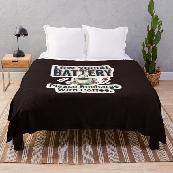Item preview, Low Social Battery Please Recharge With Coffee Funny Introvert Coffee Lover T-Shirt designed and sold by Artbysarmina.