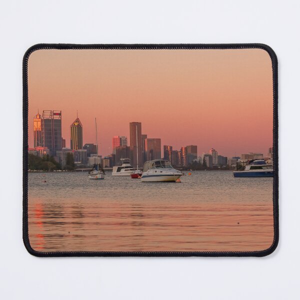 Item preview, Perth Skyline Sunset over Swan River – Fine Art Canvas Print designed and sold by MinzMarchStudio.