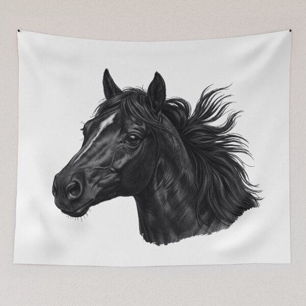Item preview, horse head design, black horse designed and sold by Kirei-Lily.