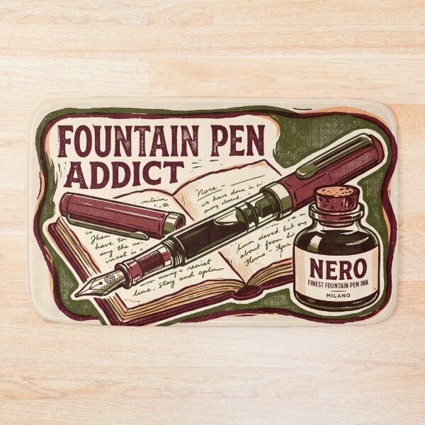 Item preview, Fountain Pen Addict - Vintage Retro Newspaper Stamp Art designed and sold by Graphicarium Shop.