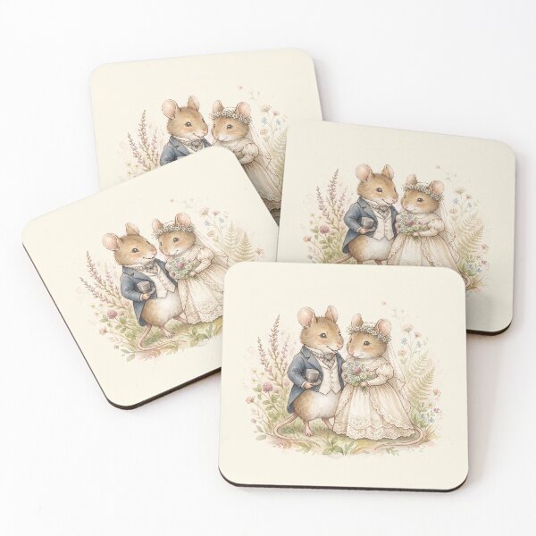 Item preview, Vintage Watercolor Mouse Wedding - Classic Storybook Fairytale Art designed and sold by Pasteltone.