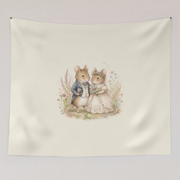 Item preview, Vintage Watercolor Mouse Wedding - Classic Storybook Fairytale Art designed and sold by Pasteltone.