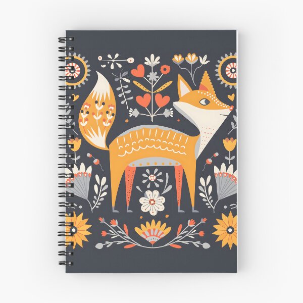 Item preview, Scandinavian Folk Art, Floral Fox designed and sold by xiao xuans.