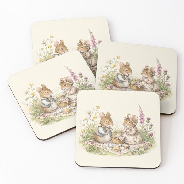 Item preview, Vintage Watercolor Mice Picnic - Classic Storybook Cottagecore Art designed and sold by Pasteltone.