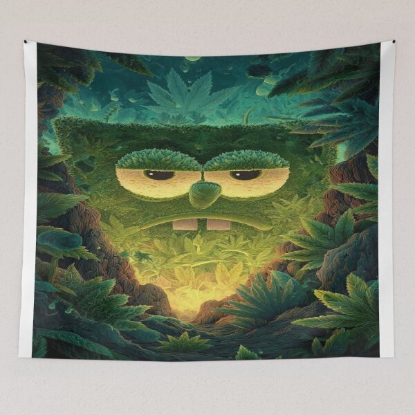 Aperçu de l'œuvre Grumpy Forest Spirit – Psychedelic Green Creature créée et vendue par RAYBIL.