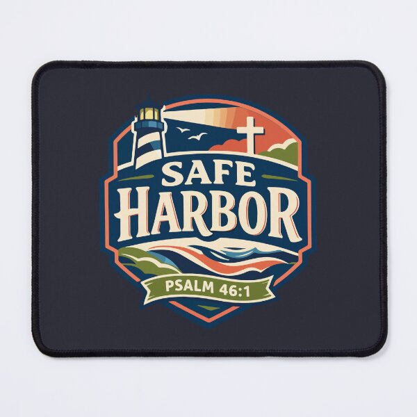 Item preview, Safe Harbor Christian Lighthouse – Psalm 46:1 Bible Verse designed and sold by stylishdzign.