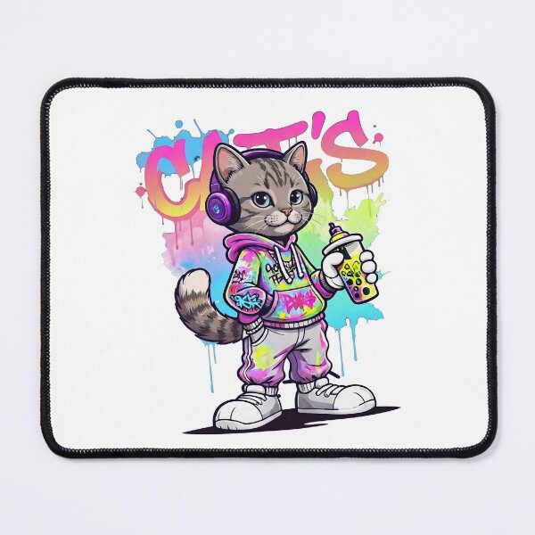 Item preview, Cool Graffiti Cat Cool Streetwear Headphones Spray Paint Colorful Pop Art designed and sold by BlackCat Vibe.