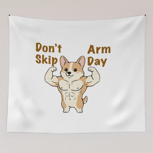 Item preview, Don’t Skip Arm Day | Buff Corgi Gym Meme designed and sold by SoftPawsAtelier.