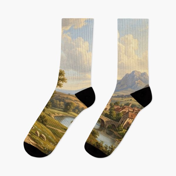Item preview, Peaceful Tuscan Pastoral Renaissance Landscape Oil Painting designed and sold by Tout-Puissant.