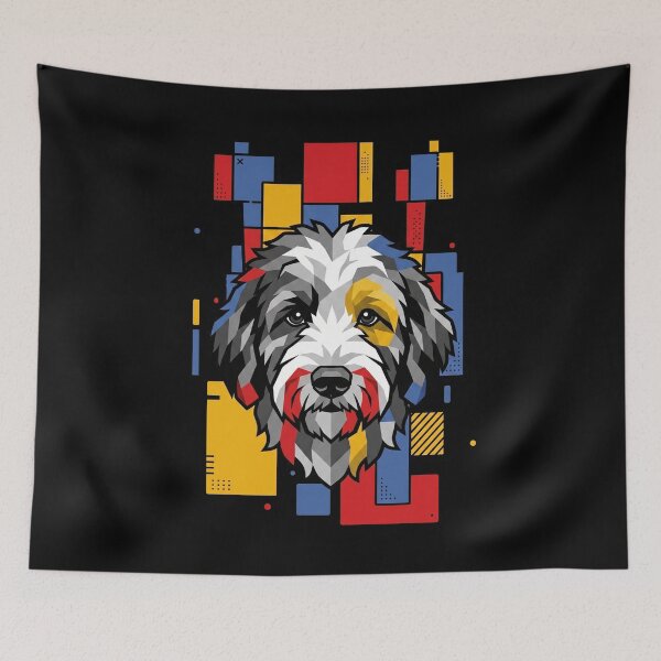 Item preview, Funny Sheepadoodle Colorful Blocks Geometric Art Mom Dad Kids designed and sold by FurryHavenPH.