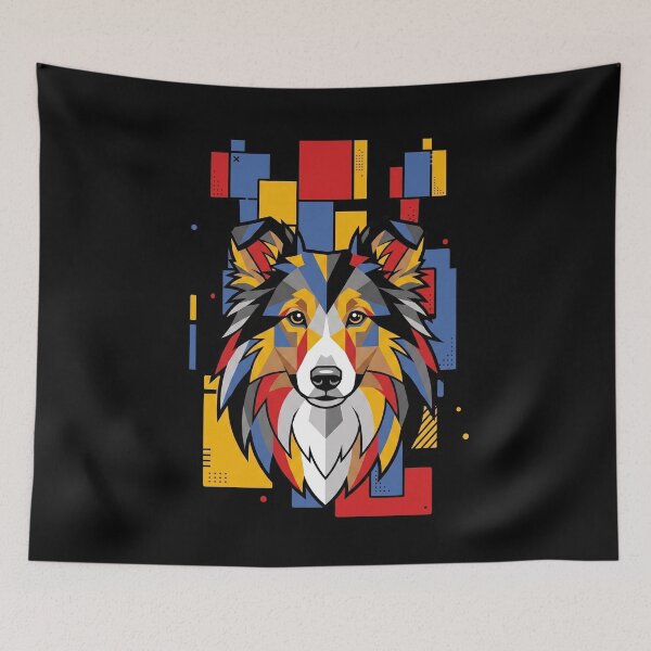 Item preview, Funny Sheltie Colorful Blocks Geometric Art Mom Dad Kids designed and sold by FurryHavenPH.