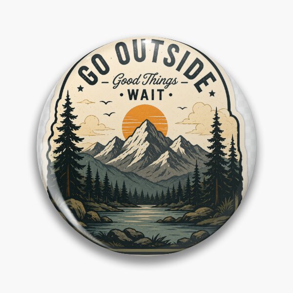 Item preview, Go Outside Good Things Wait – Vintage Mountain Adventure Sticker designed and sold by DESPOT07.
