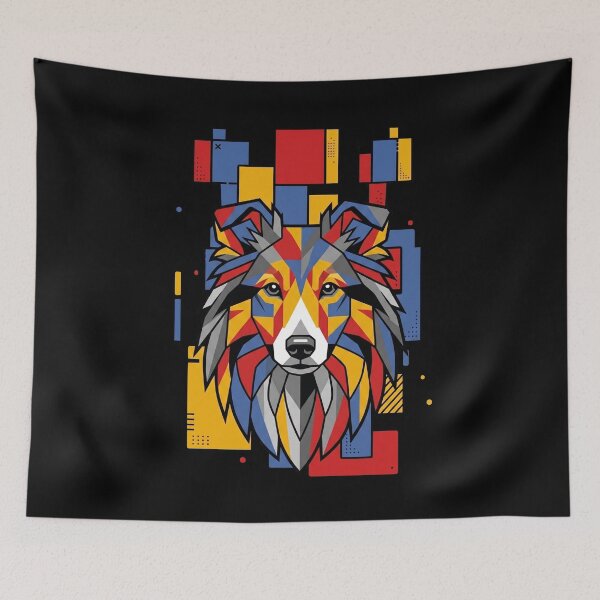 Item preview, Funny Shetland Sheep Sheltie Colorful Blocks Geometric Art Mom Dad Kids designed and sold by FurryHavenPH.