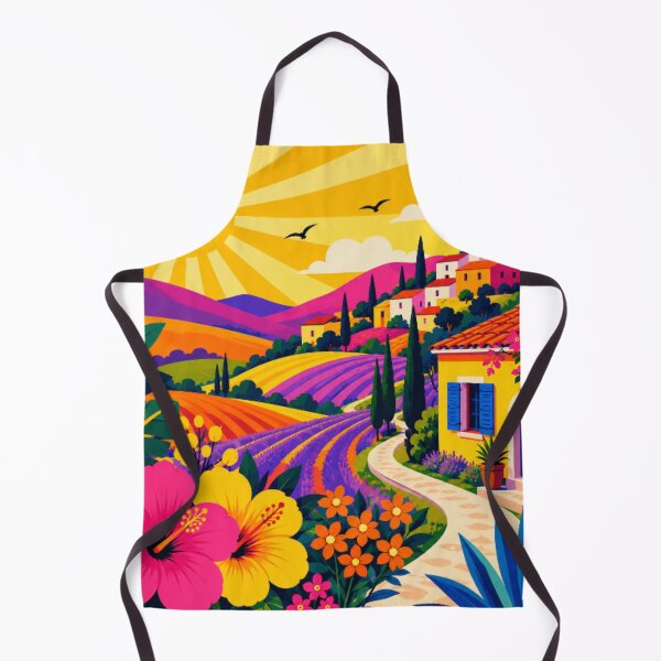 Item preview, Vibrant Mediterranean Village Landscape | Colorful Countryside Wall Art | Bold Pop Art Nature Print designed and sold by Nexus Space.