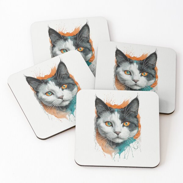 Item preview, Abstract Black Cat Paint Splash Portrait designed and sold by LONE SPIRIT CO..