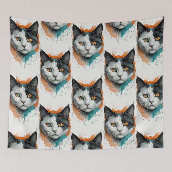 Item preview, Abstract Black Cat Paint Splash Portrait designed and sold by LONE SPIRIT CO..