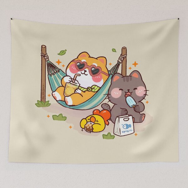 Item preview,     Cute Summer Shiba and Cat designed and sold by NasDoodleArt.