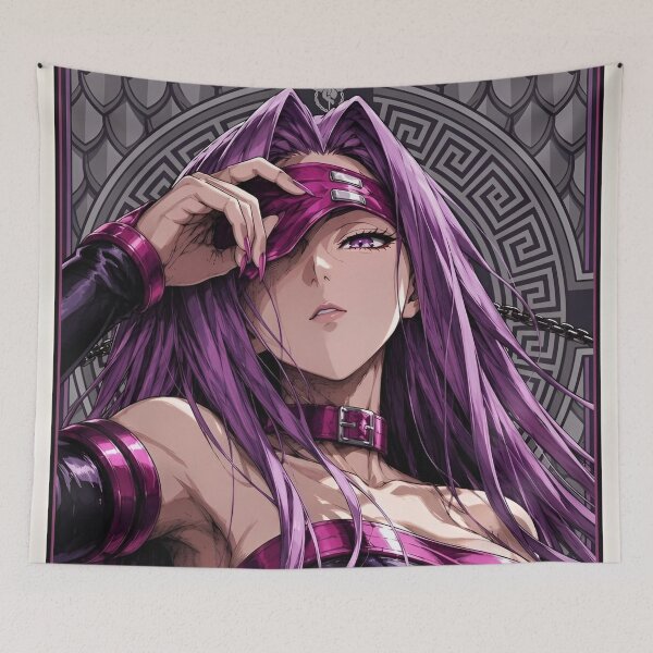 Item preview, Mystic Blindfold Warrior – Purple Gothic Fantasy Anime Style Art Print designed and sold by Dyan4.