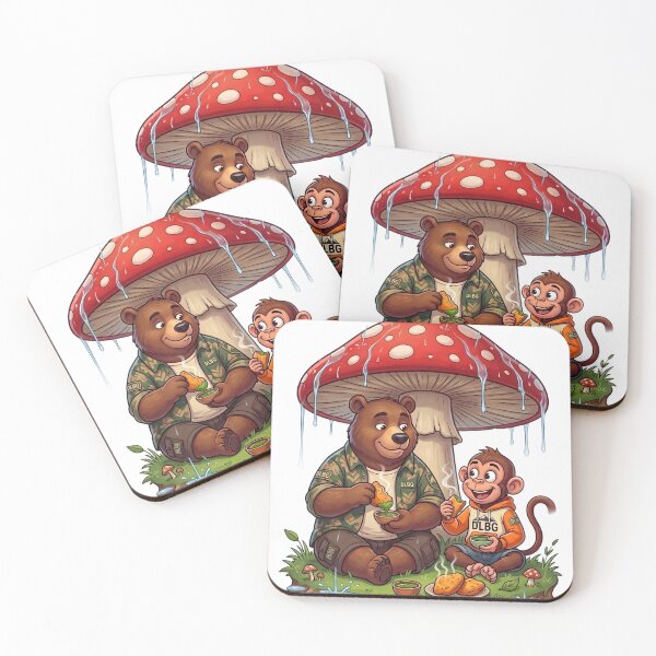 Item preview, DLBG: Bear & Monkey & their Mashroom Umbrella  designed and sold by DLBG-STORE.