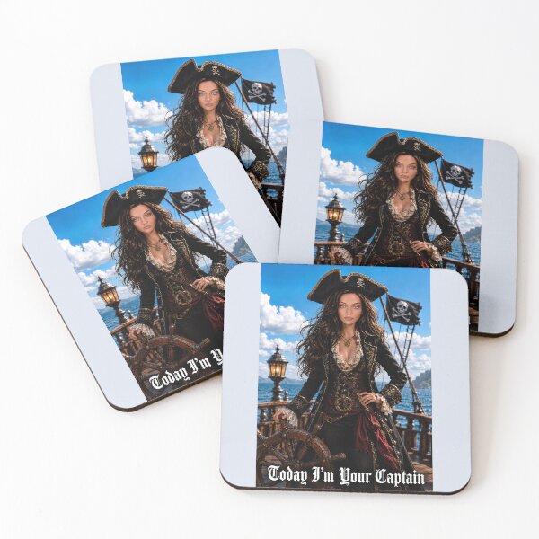 Item preview, Female Pirate Captain on Ship Deck designed and sold by Moxie-Cat-Universe.