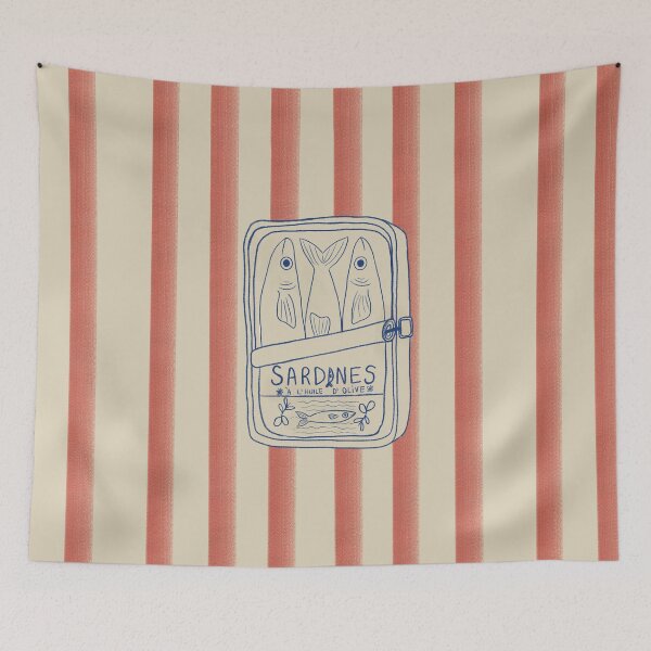 Item preview, Retro Sardine Tin Red Striped Coastal Art Poster designed and sold by Pop & Punch.