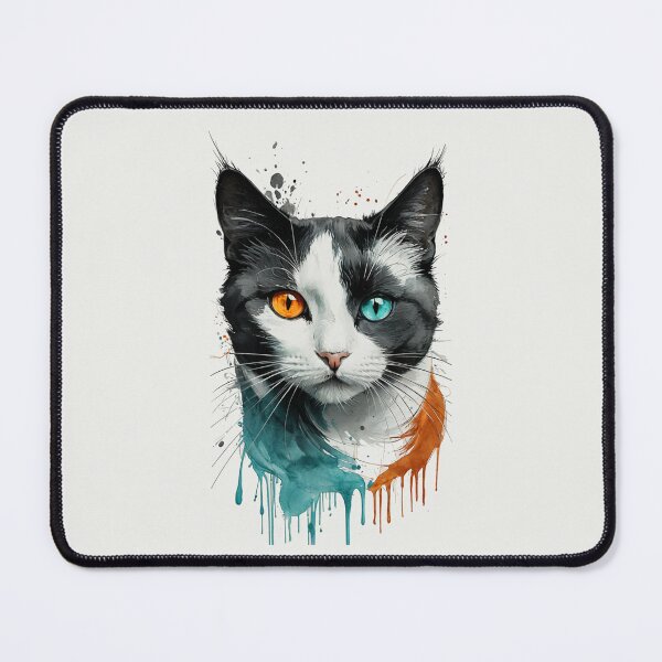 Item preview, Black Cat Heterochromia Watercolor Portrait designed and sold by LONE SPIRIT CO..