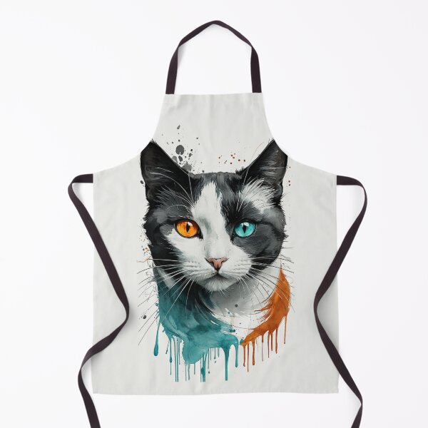 Item preview, Black Cat Heterochromia Watercolor Portrait designed and sold by LONE SPIRIT CO..