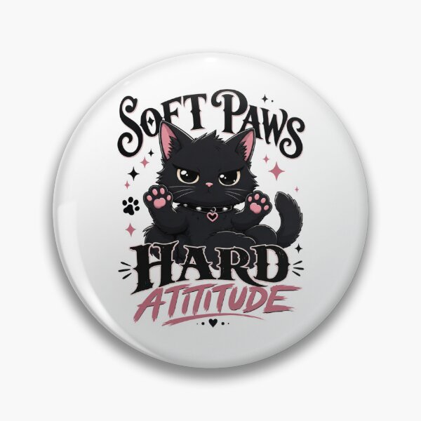 Item preview, Soft Paws Hard Attitude Black Cat Dad Kawaii T-Shirt designed and sold by Ashley critters.