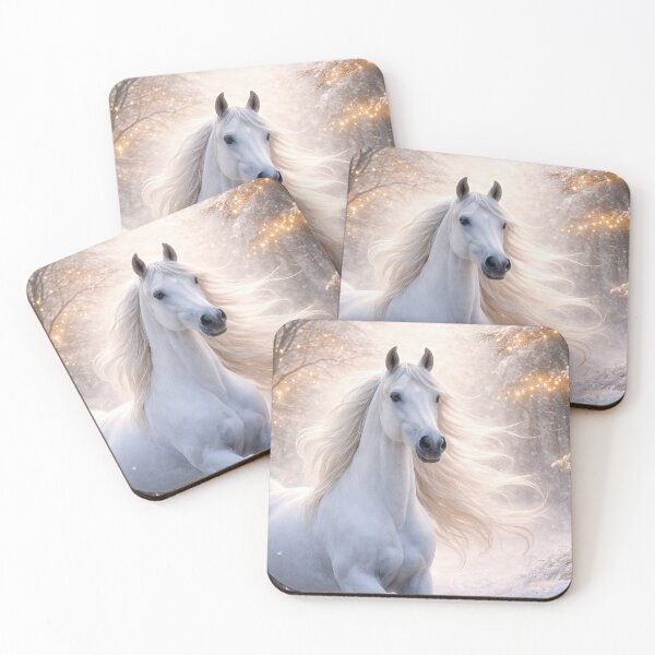 Item preview, Majestic White Horse in Winter Wonderland a Pretty Christmas Holiday Seasons Greetings designed and sold by Stephanie Laird.