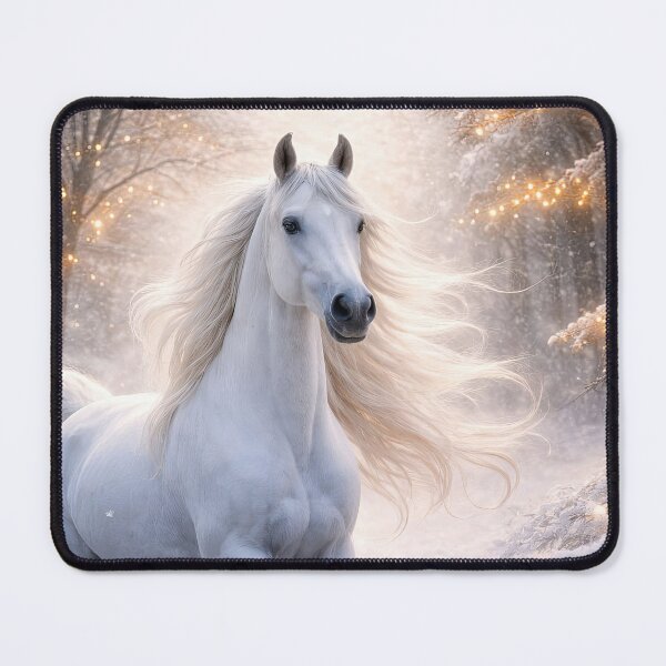 Item preview, Majestic White Horse in Winter Wonderland a Pretty Christmas Holiday Seasons Greetings designed and sold by Stephanie Laird.