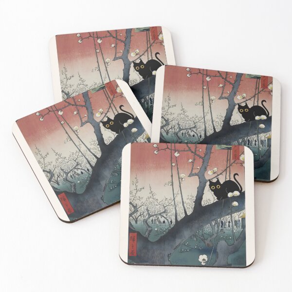 Item preview, Black Cat in The Plum Garden Ukiyo-e Japanese Art  designed and sold by PurrfectHome.