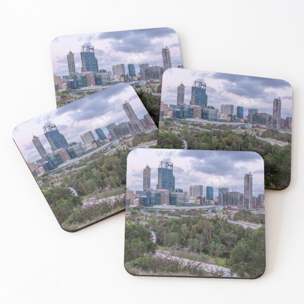 Item preview, Perth City Skyline from Kings Park – Fine Art Canvas Print designed and sold by MinzMarchStudio.